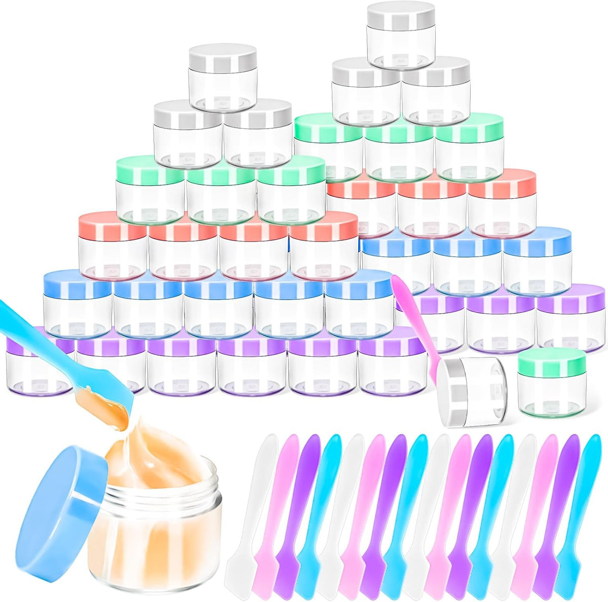 35 Pack 20g Clear Plastic Cosmetic Jars with Lids for Travel, Makeup, and Skincare