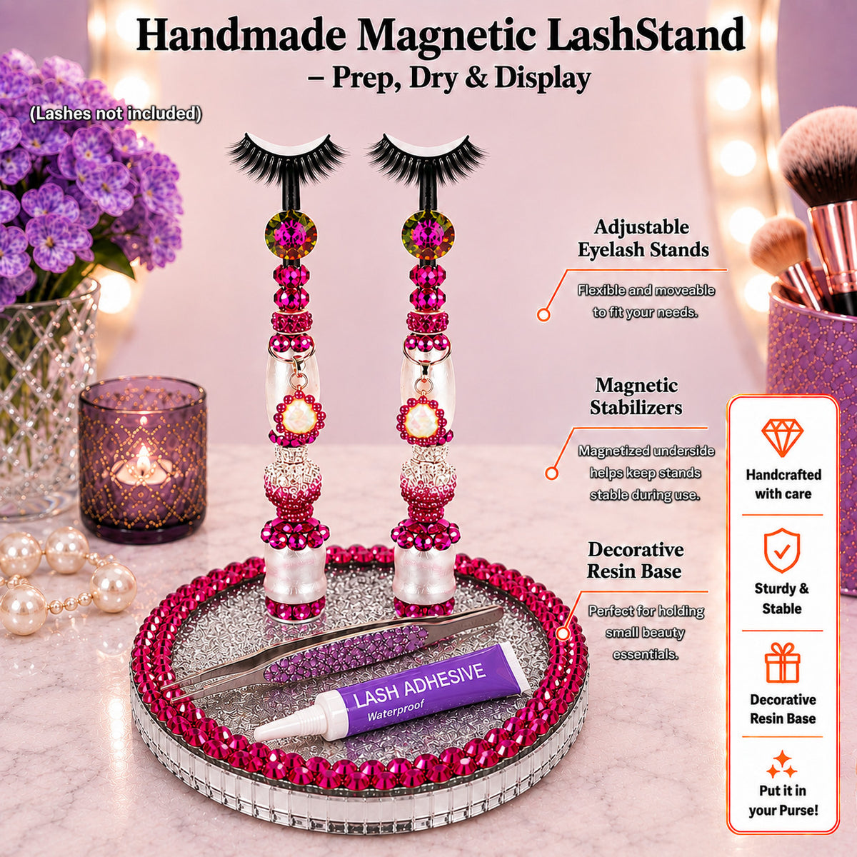 Magnetic Lash Stand for Prep, Drying & Display - Handmade Eyelash Tool