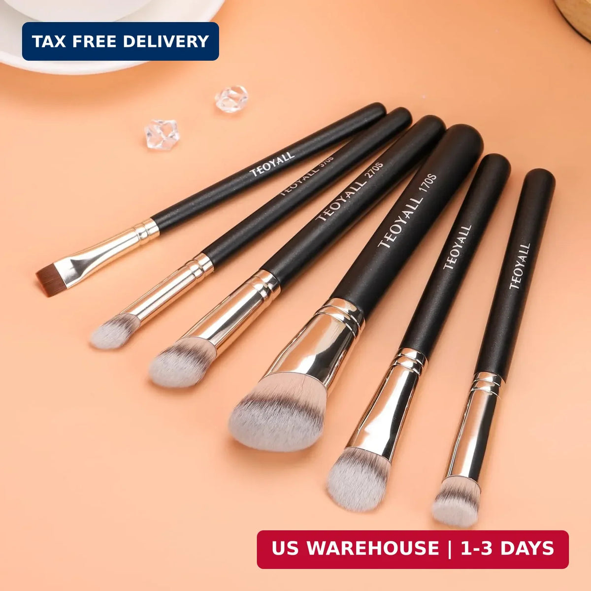 Makeup Brush Set with Angled Synthetic Kabuki Brushes for Foundation & Contour