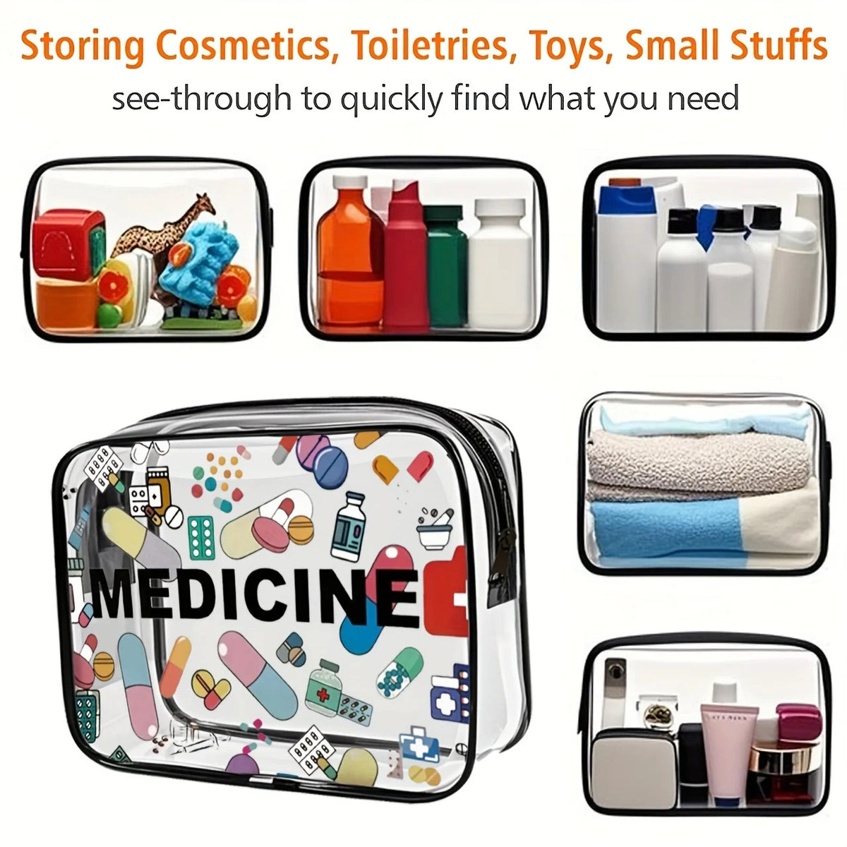 Large Capacity Waterproof Cosmetic Bag Travel Organizer Easy Wipe Clean