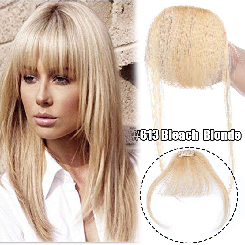 Women Remy Clip-In Hair Extensions Bangs Front Top Piece - Blonde & Dark Colors