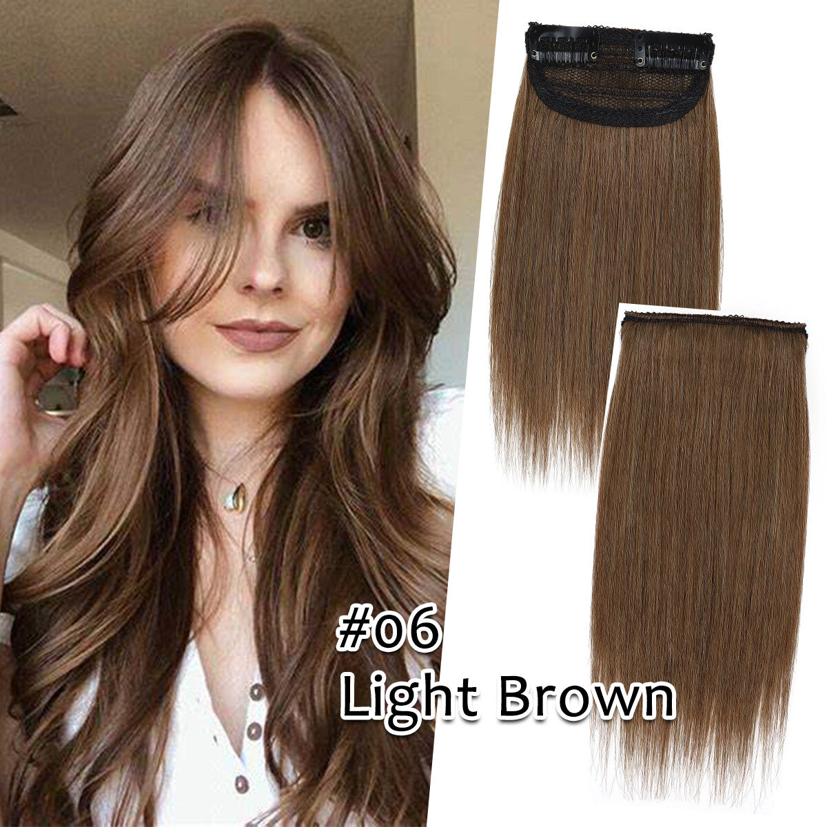 Clip-In Hair Extensions Remy Human Hair Short Pad Topper - Natural Black to Blonde