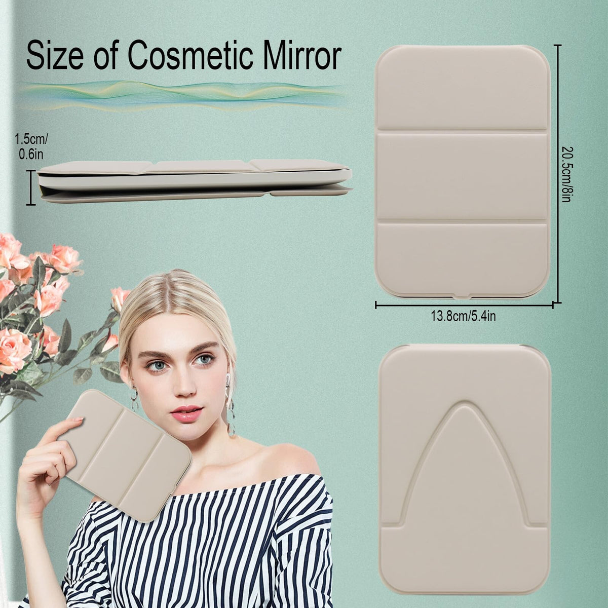 Travel Lighted Makeup Mirror with 3 Color Modes, USB Rechargeable, Foldable Tabletop
