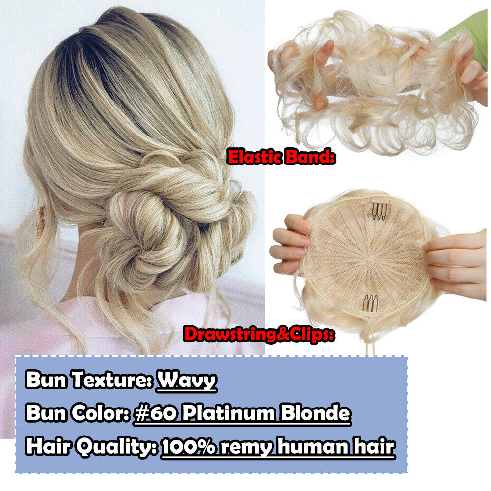 Remy Clip-In Hair Extensions - Messy Bun Hairpiece in Multiple Colors & Styles