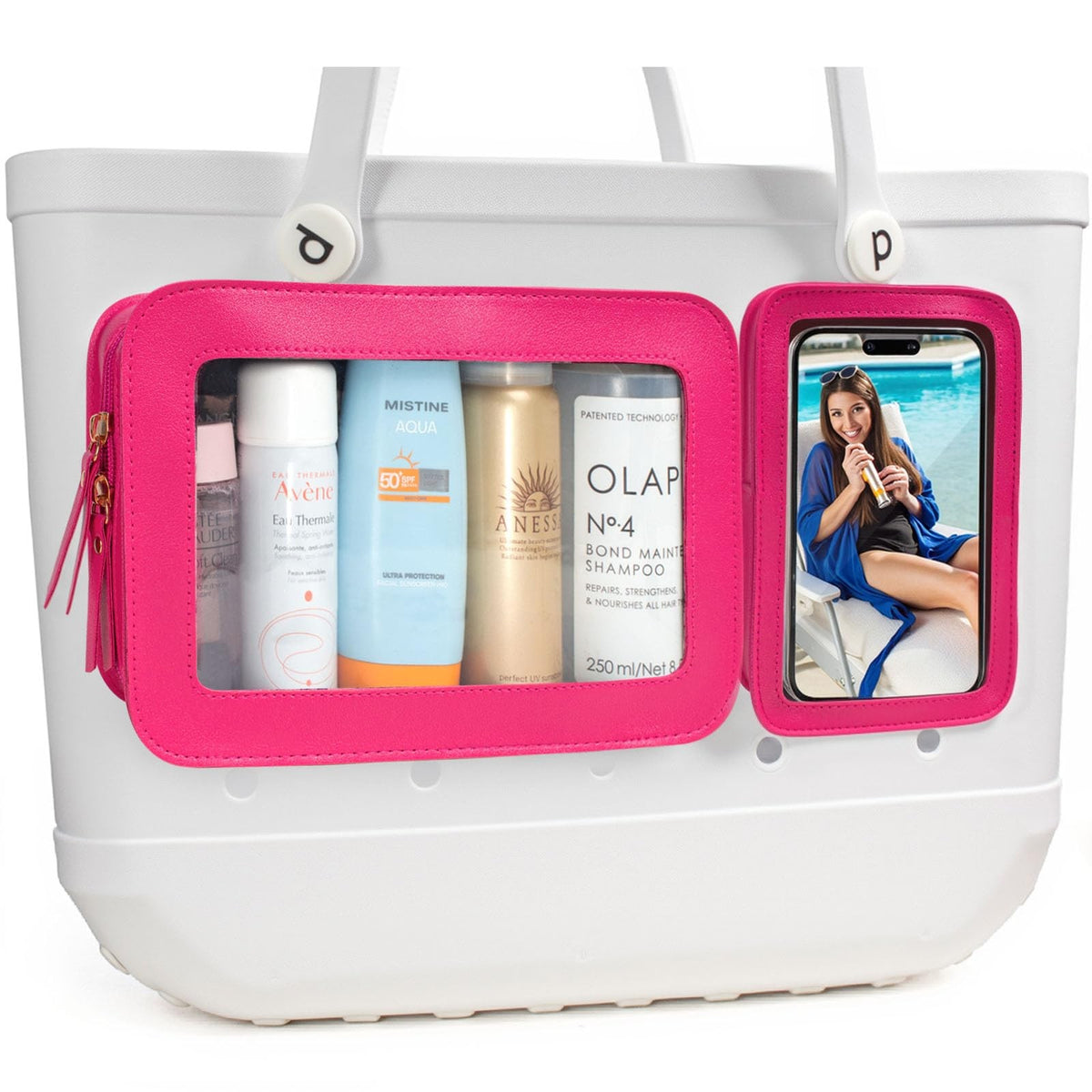 Clear Beach Tote Bag Organizer Inserts - Waterproof Travel Toiletry Pouch Set