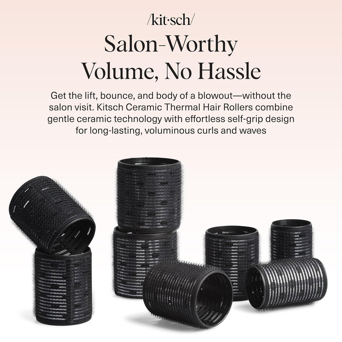 Heatless Ceramic Hair Rollers Set for Voluminous Curls – 8 Pack