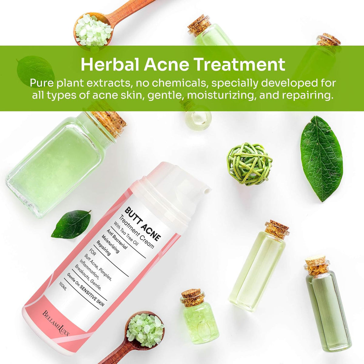 Butt Acne Clearing Treatment with Salicylic Acid & Tea Tree Oil - Gentle Herbal Acne Solution