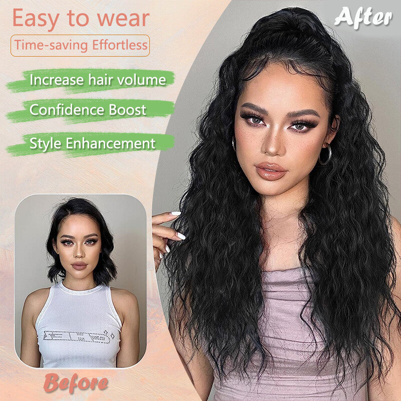 26-Inch Real Human Hair Ponytail Extension with Claw Clip - Thick Hairpiece