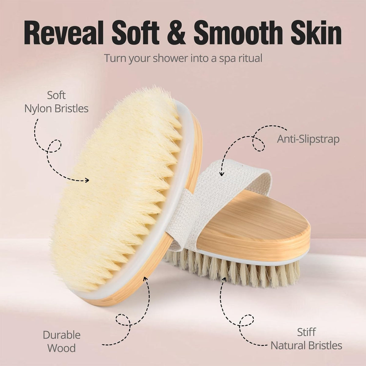 2 Pack Dry Brushing Body Brush with Natural Bristles