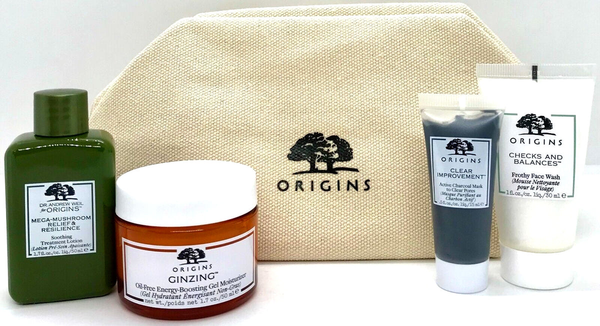 Origins 4-Piece Skincare Set - Energy-Boosting Gel, Lotion, Face Wash & Mask