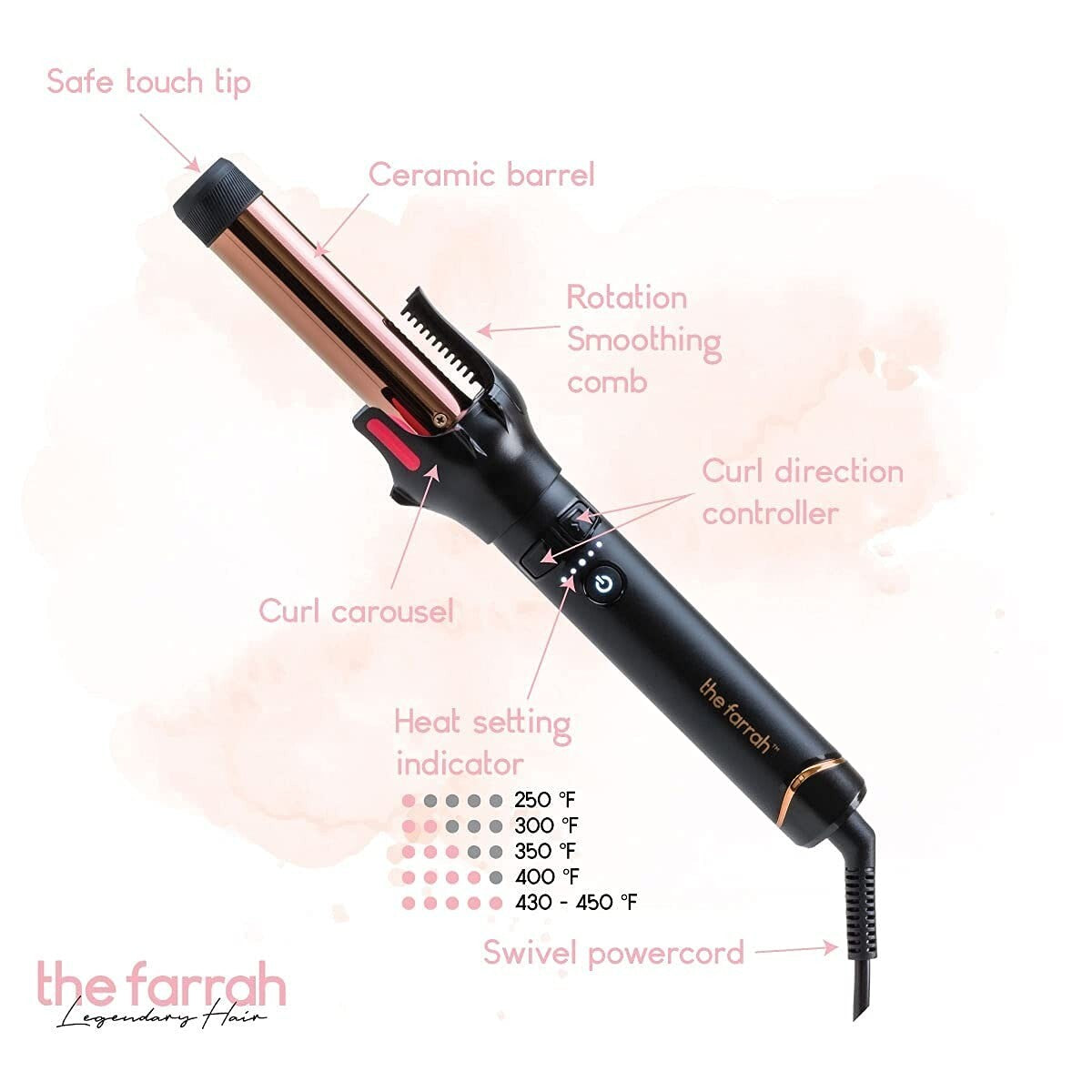 Automatic 1 Inch Curling Iron Wand with Tangle-Free Spin & Quick Heat