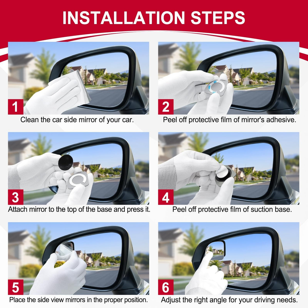 Car Blind Spot Mirrors Pack of 2 HD Glass Convex Wide-Angle Rear View Mirrors