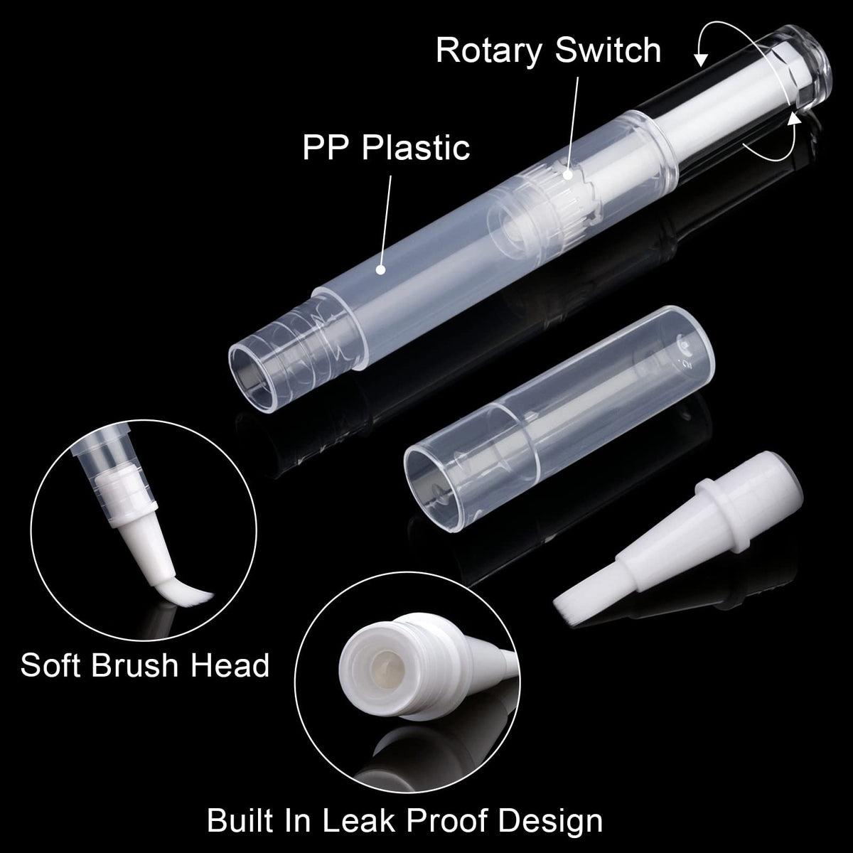 10 Pack 3ml Refillable Nail & Lip Oil Applicator Pens with Brush Tip