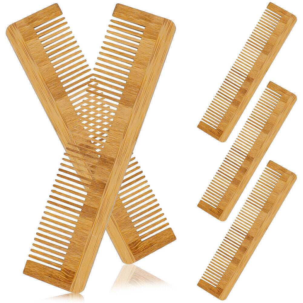 Wood Hair Comb Set - Fine Tooth Wooden Combs for Men & Women, Detangling & Styling, 5-Pack