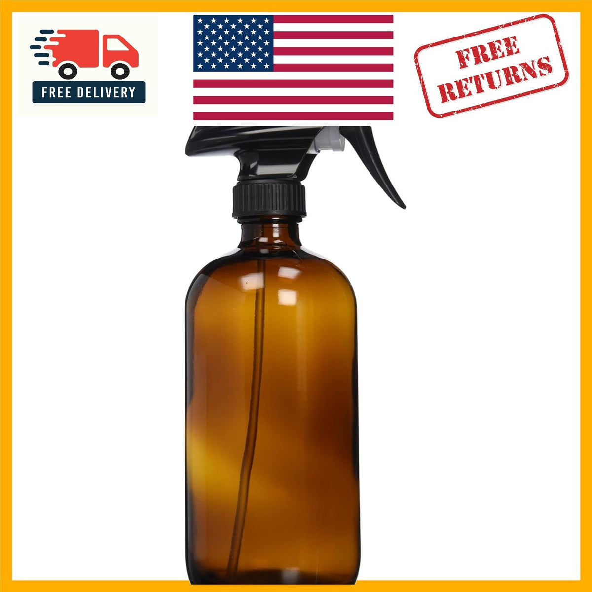 16oz Amber Glass Spray Bottle Refillable Chemical-Resistant Home & Garden