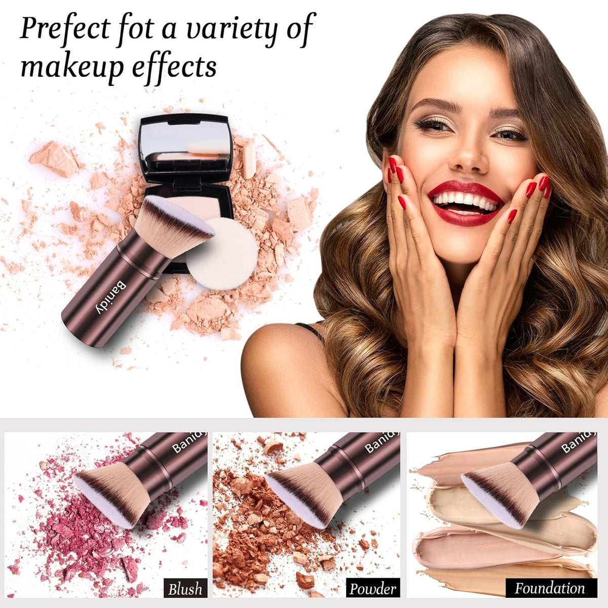 Retractable Makeup Brush with Soft Bristles for Liquid & Powder Application