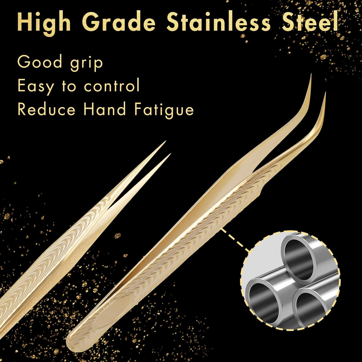 Professional Lash Tweezers Set - Straight & Curved Precision Pointed Tips