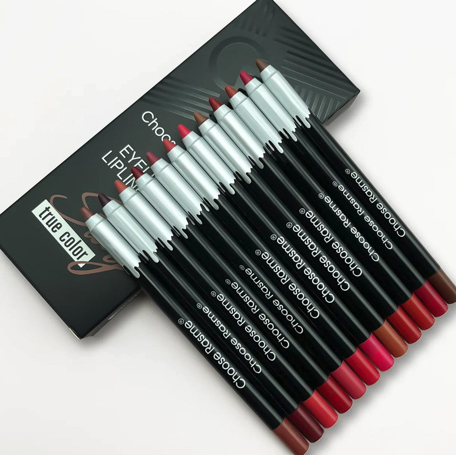 12pcs Matte Lip Liner Set Long Lasting Lipstick Pencils Makeup Kit