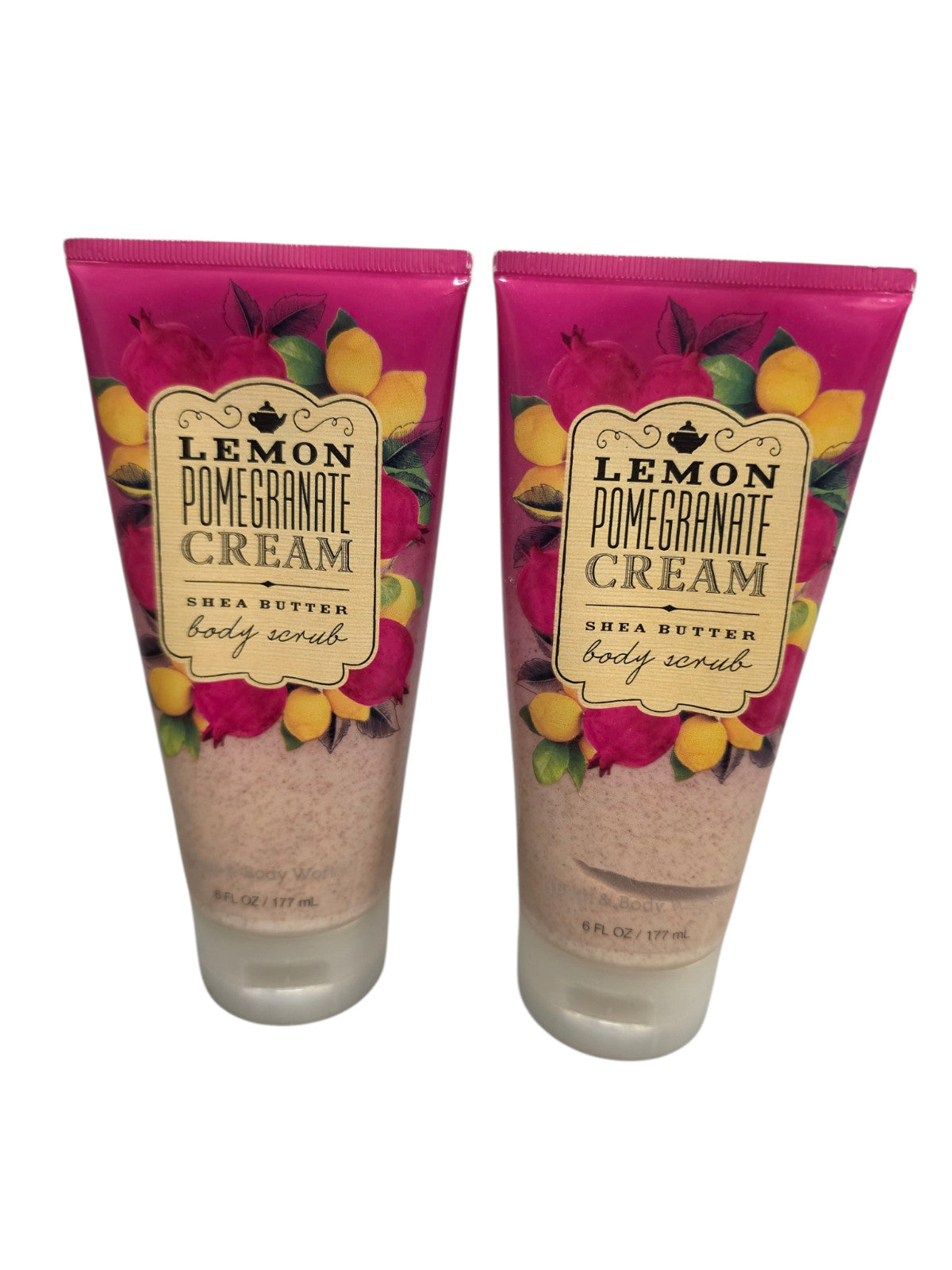 x2 Bath & Body Works LEMON POMEGRANTE CREAM Shea Butter Scrub 8 oz New