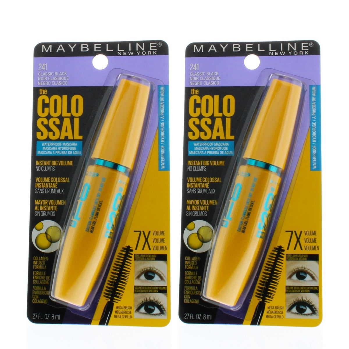 Maybelline Volum'Express Colossal Waterproof Mascara 8ml - 2 Pack