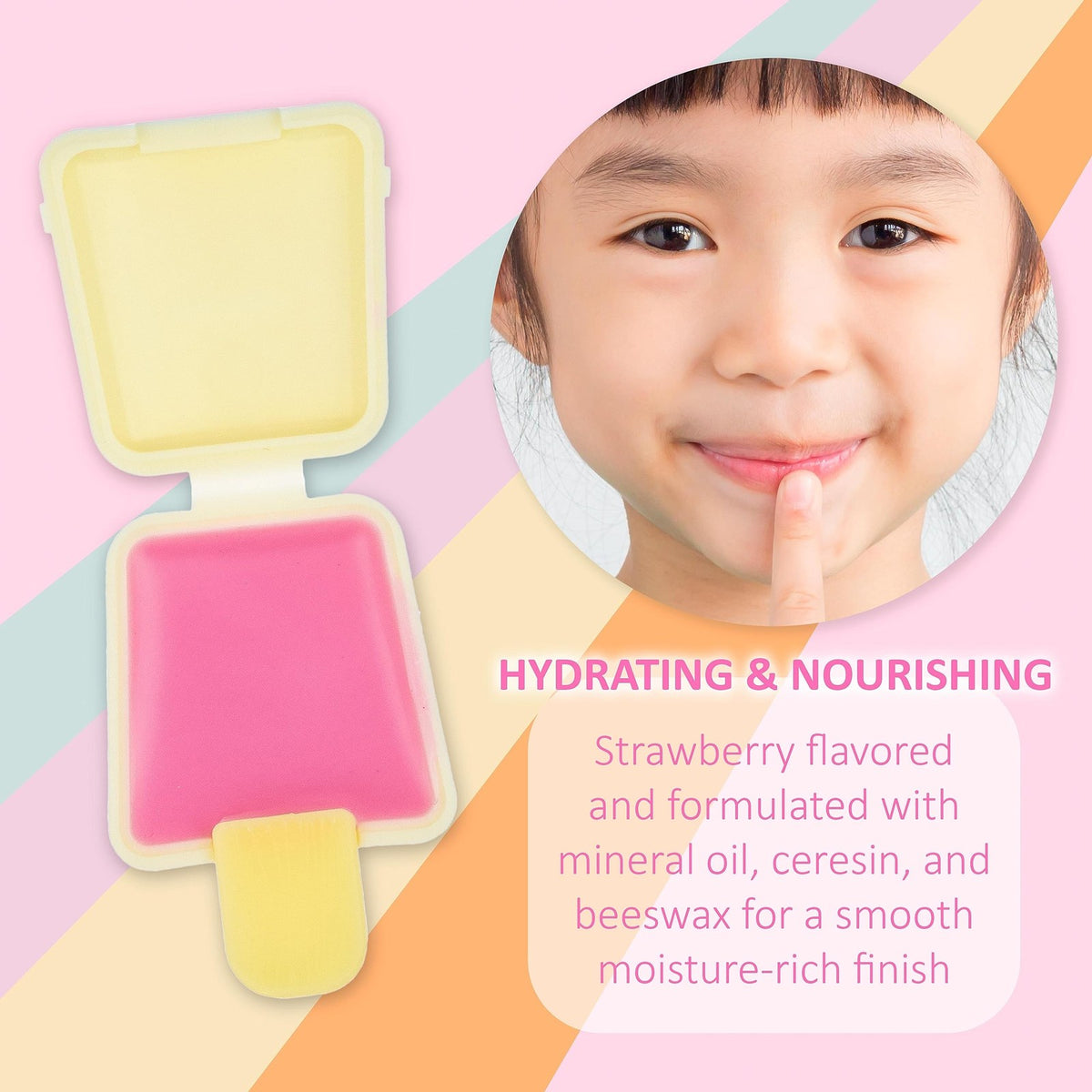 12-Piece Kids Lip Gloss Set - Novelty Popsicle-Shaped Lip Balms for Girls
