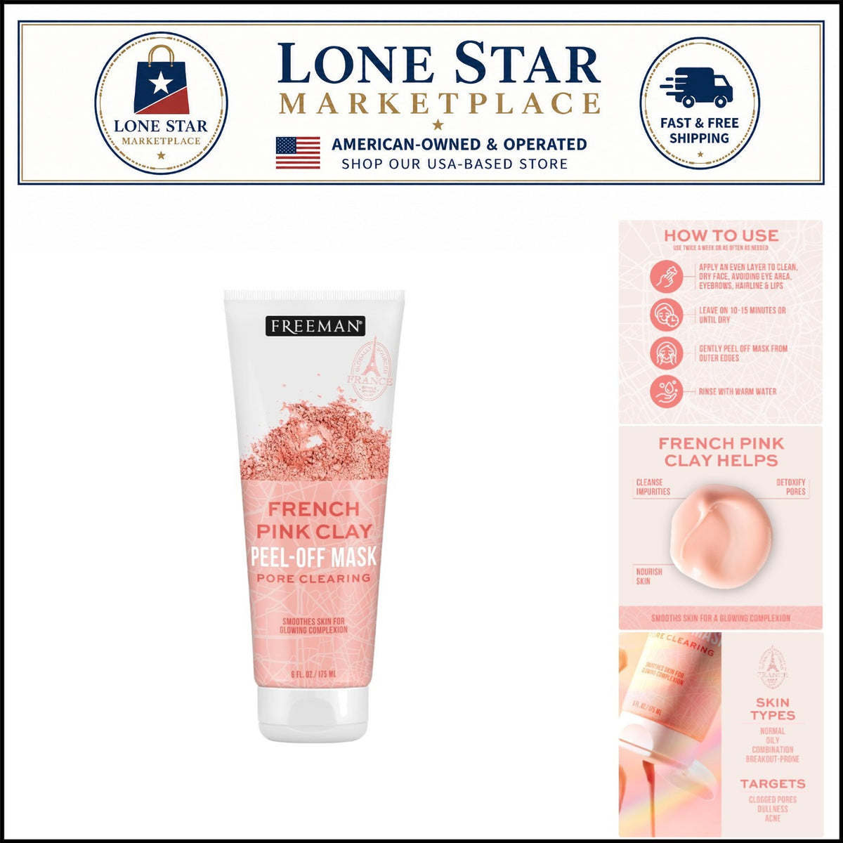 Pink Clay Facial Mask for Pore Cleansing & Detox - 175ml