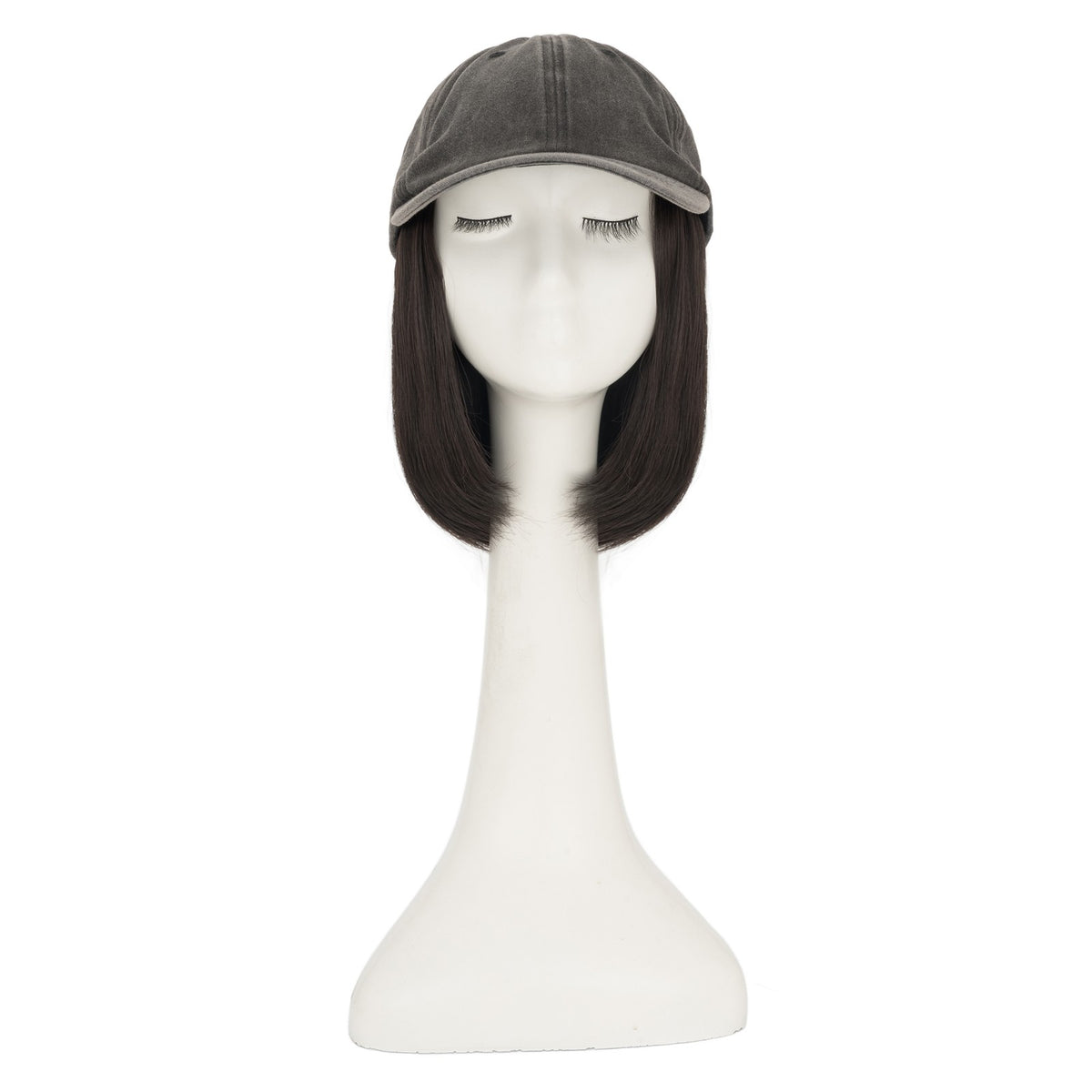 8-Inch Curly Baseball Cap with Synthetic Ponytail Hair Extensions - Natural Look