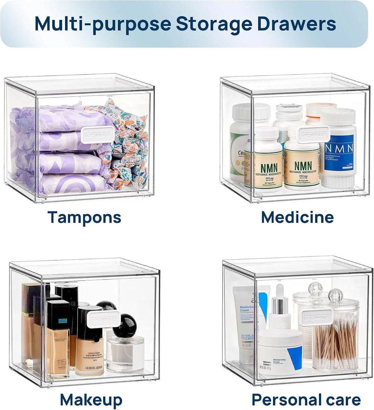 Disposable Facial Towel Holder with Clear Storage Drawer - Fits XL Towels