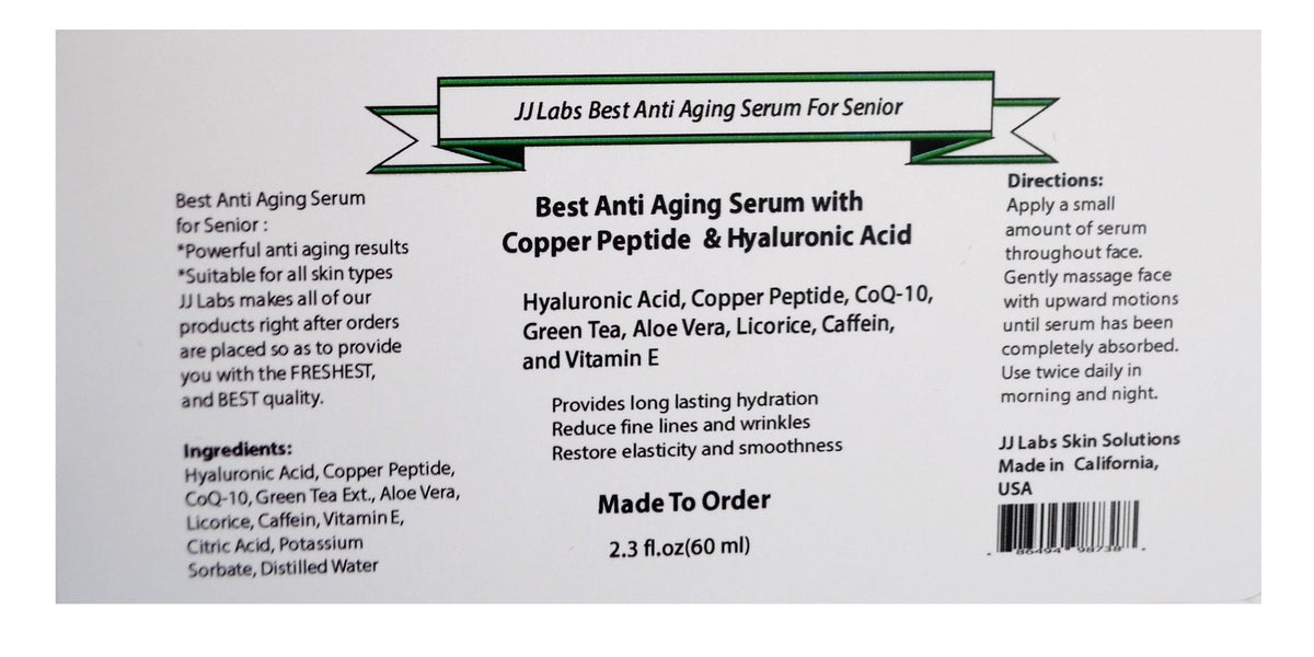 Anti-Aging Face Serum with Copper Peptide & Hyaluronic Acid - Natural Skin Care for Seniors