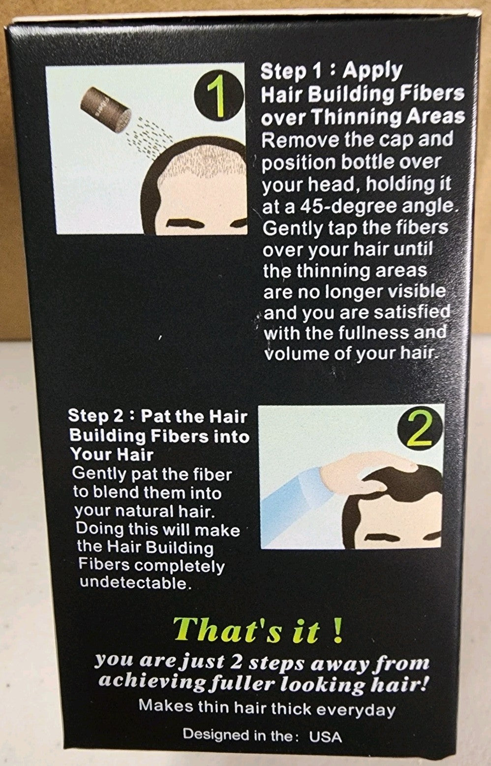 Hair Building Fibers 22g Black - 2 Pack