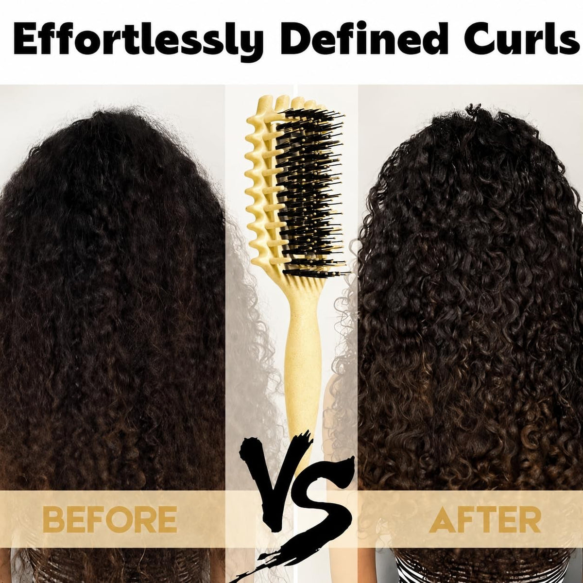 Curly Hair Detangling Brush - Curl Defining & Styling Comb, Yellow