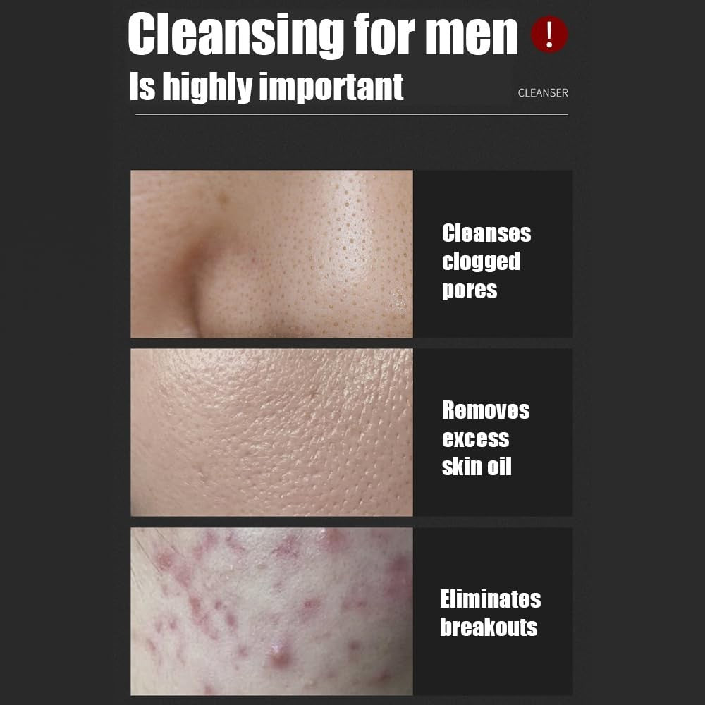 Men's Volcanic Mud Facial Cleanser Foam for Oily & Acne-Prone Skin - 168g