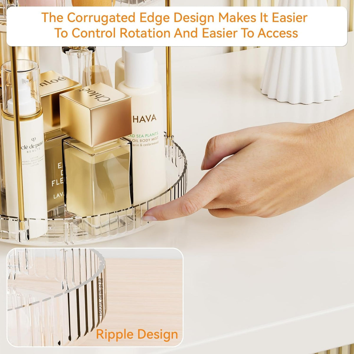 Acrylic 360° Rotating Makeup & Skincare Organizer, 2-Tier Clear Vanity Storage