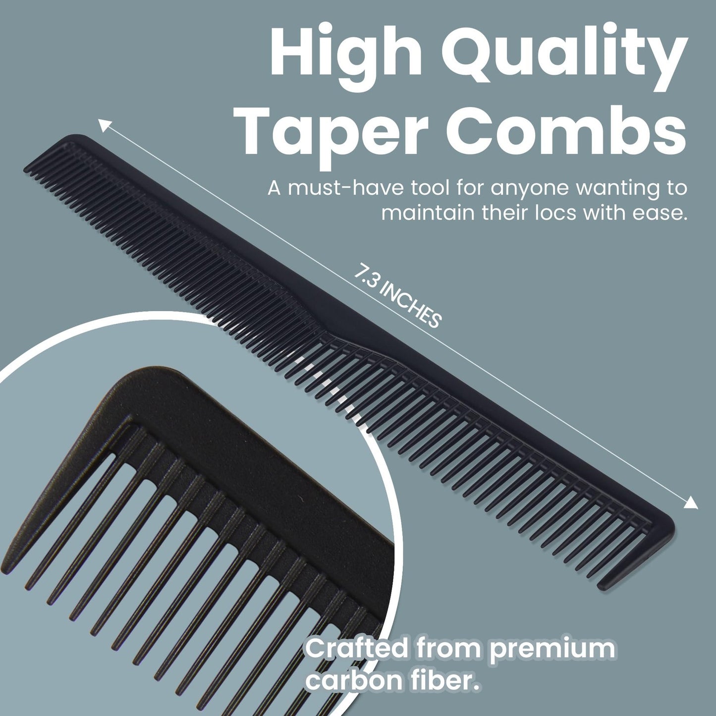 Carbon Fiber Barber Combs 4 Pack - Heat Resistant 7.3 Inch Professional Hair Tool