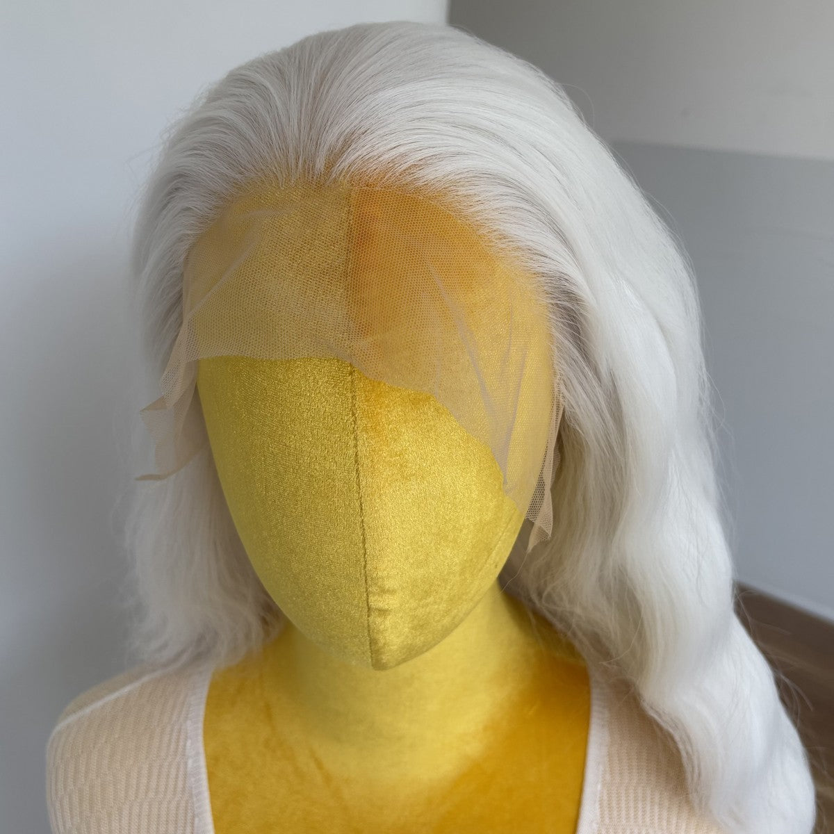 Long Wavy White Synthetic Lace Front Wig for Women - Heat Resistant & Soft