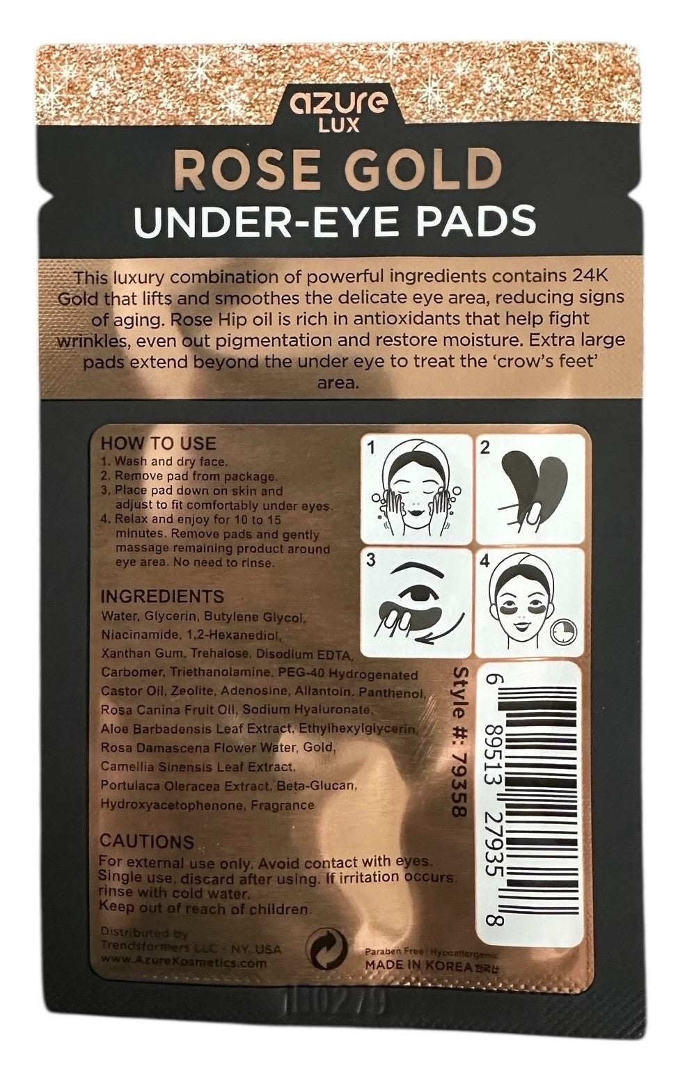 24K Gold & Caviar Face Mask & Rose Gold Under-Eye Pads - 8pc Bundle