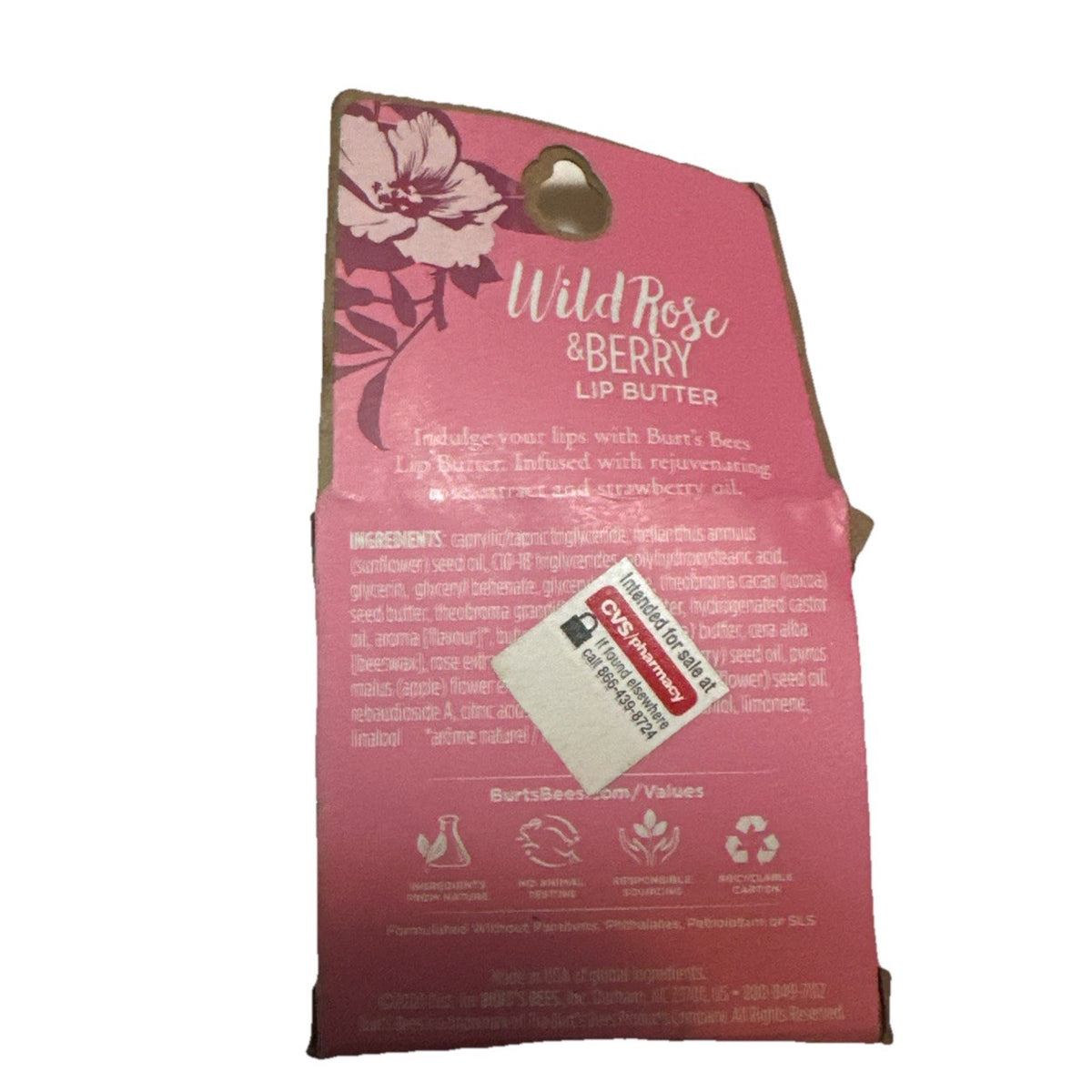 Natural Lip Butter Tin with Strawberry Oil - 0.4 oz, Wild Rose & Berry