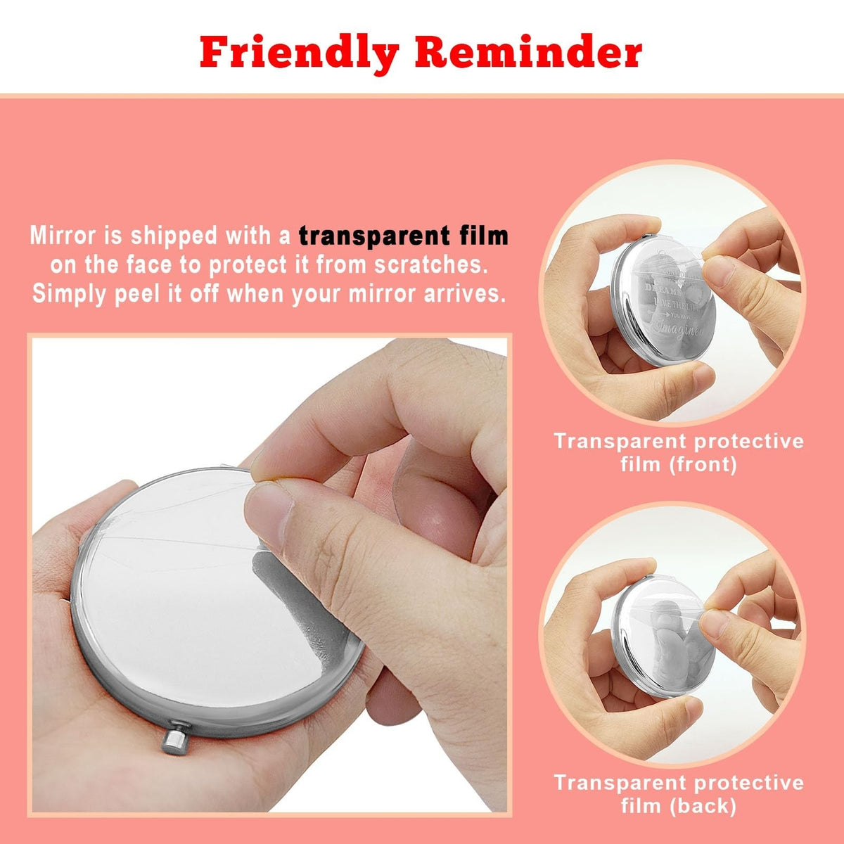 Christian Encouragement Compact Makeup Mirror with Bible Verse - Silver