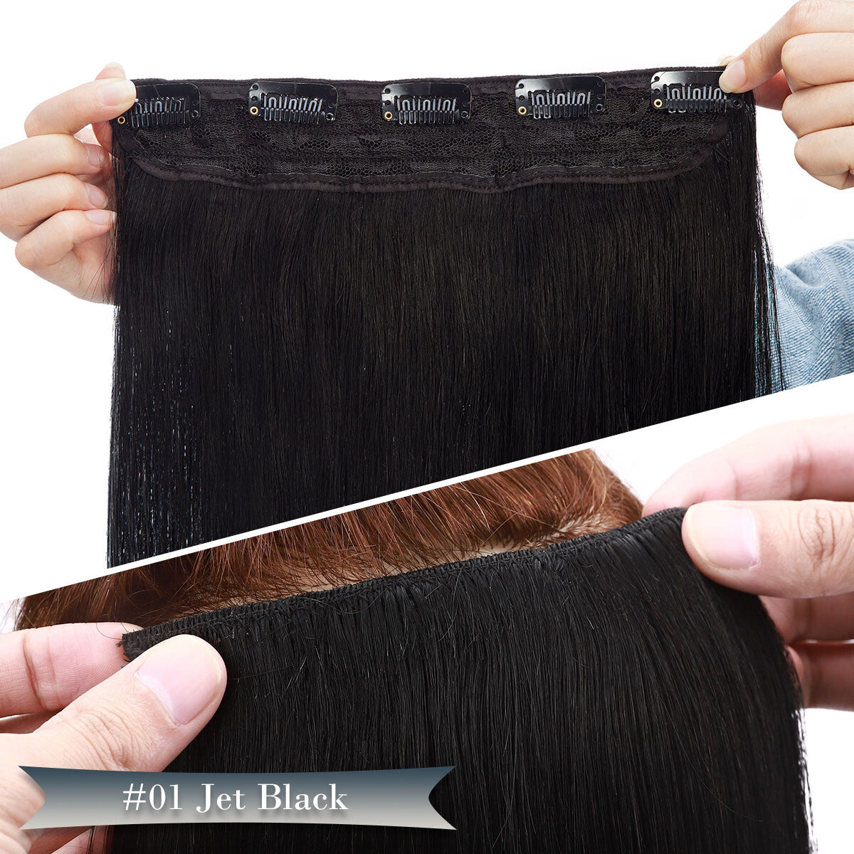 Thick 100% Human Hair Clip-In Extensions - Full Head V-Shape or I-Shape