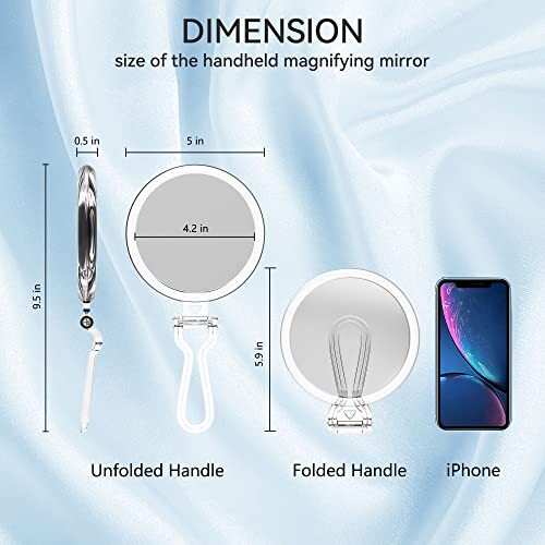 Travel Magnifying Mirror with Handle - Assorted Sizes 20X, 25X, 30X