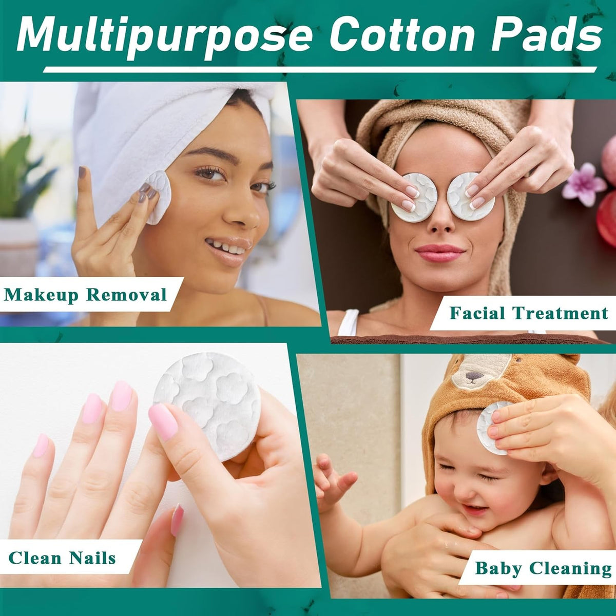 Premium Cotton Rounds for Face - 300 Count, 2.36 Inch Diameter, Hypoallergenic & Biodegradable