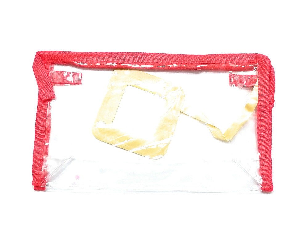 See-Through Zipper Cosmetic Bag with Mirror and Colored Trim - 4.5 x 7.75 in