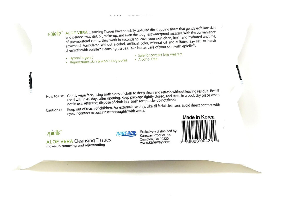 Makeup Remover Tissues Aloe Vera Vitamin E Green Tea 2 Pack - Hypoallergenic & Gentle