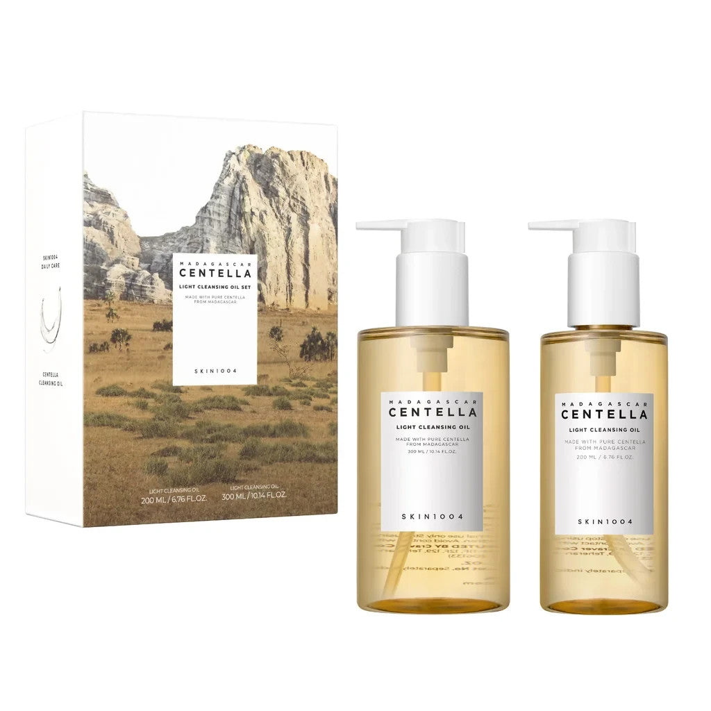 Gentle Centella Facial Cleansing Oil Set with Plant Oils & Reusable Cotton Pads