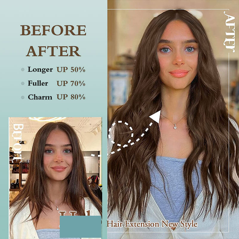 Invisible Headband with Ring and Hidden Wire for Hair Extensions - Long Wavy Style