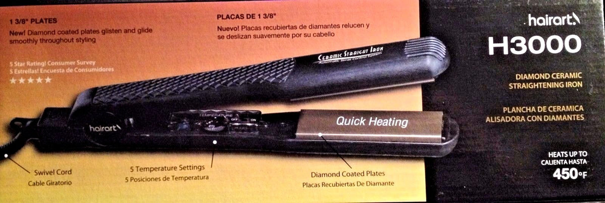Hair Styling Flat & Curling Iron 1 3/8 Inch, Adjustable Up to 450°F, 110V