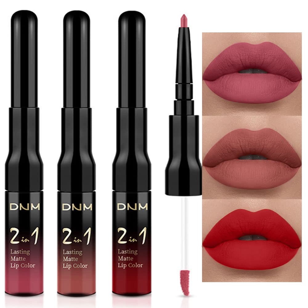Long Lasting Matte Liquid Lipstick & Lip Liner Set - 3 Colors
