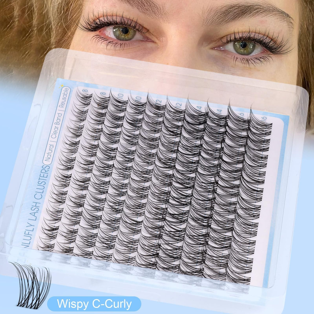 Natural Eyelash Clusters Kit with Invisible Band - DIY Lash Extensions, 100pcs