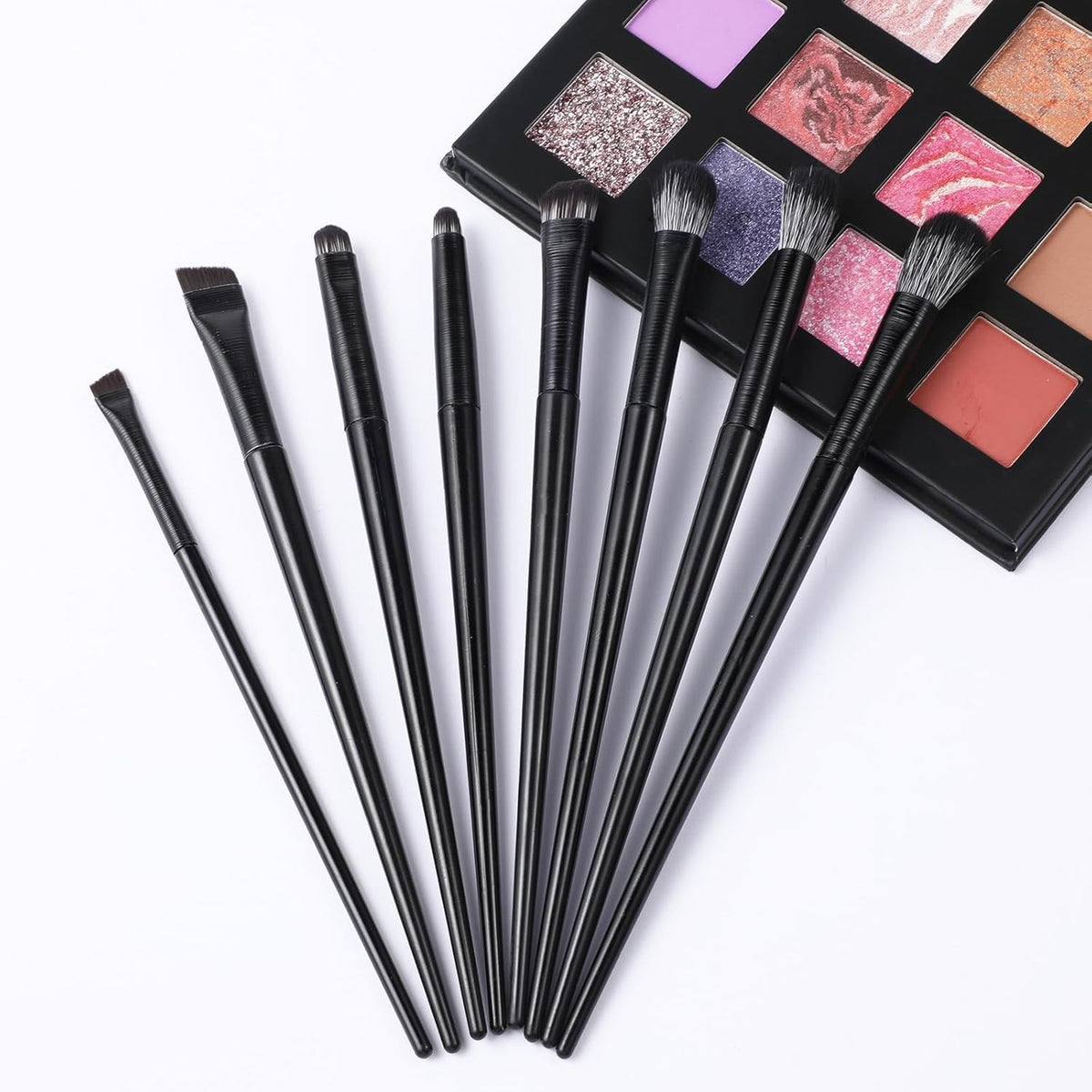 8 Piece Eye Makeup Brush Set for Hooded and Small Eyes Professional Eyeshadow & Eyeliner Tools