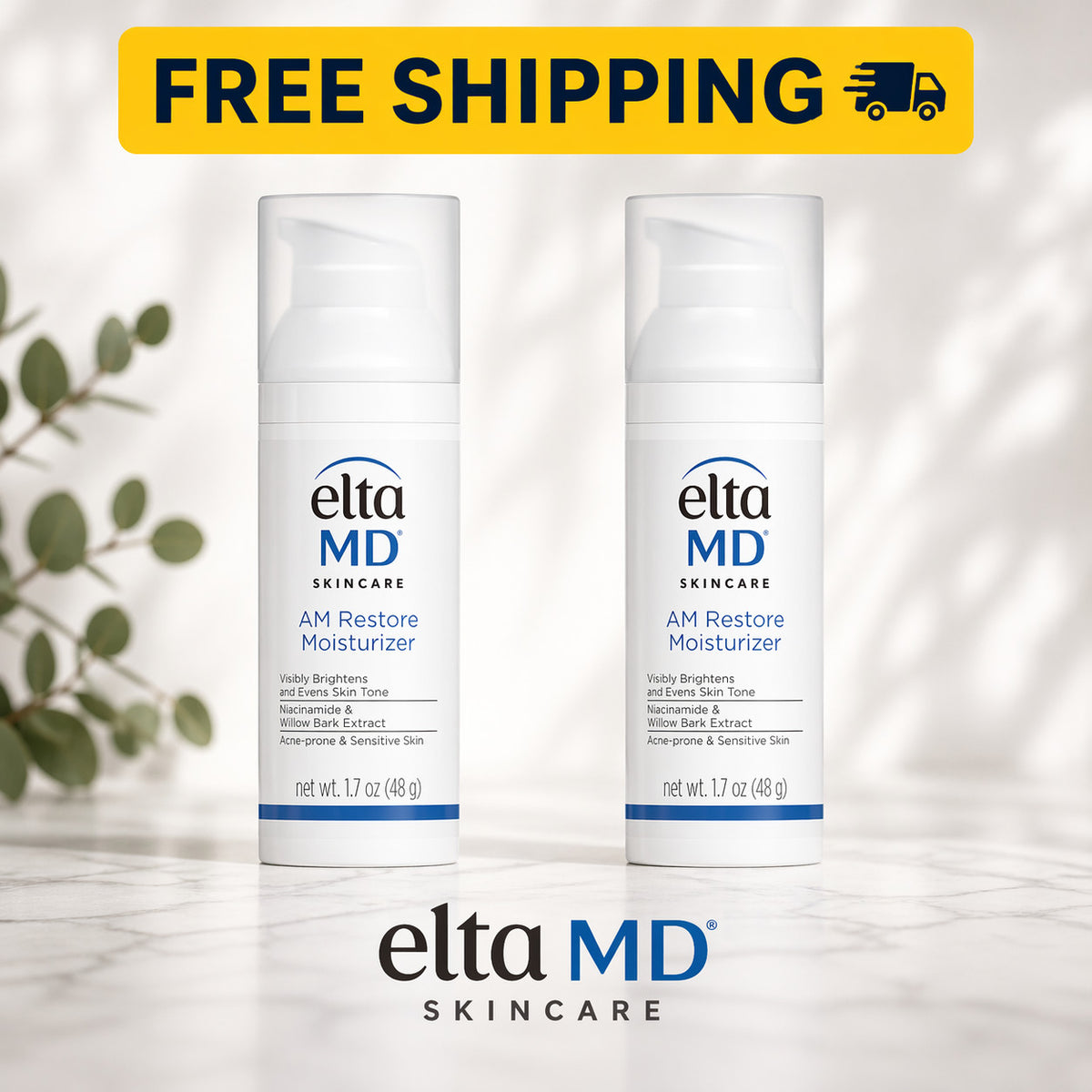 EltaMD AM Restore Moisturizer 1.7 oz (2 Pack) Acne-Prone Sensitive